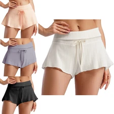 iiniim Women Ballet Shorts High Waisted Flowy Ruffled Hem Shorts Pantskirt