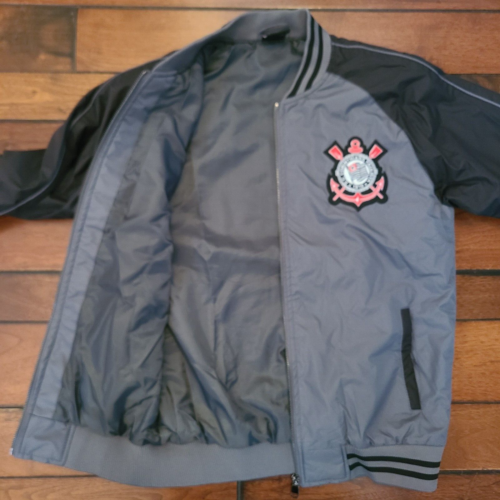 CORINTHIANS PAULISTA Bomberjacke Erwachsene Gr. S-M Reißverschluss grau schwarz Fußball Futbol - Bild 3 von 12