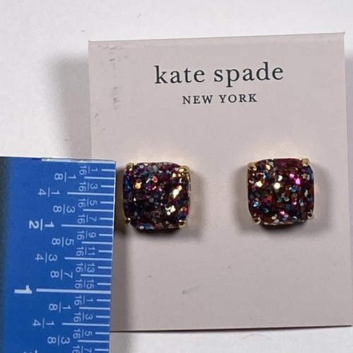 Kate Spade quadratische Glitzer Ohrstecker in goldfarben NEU - Bild 4 von 5
