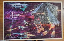 1993 Signed Girard Roundtree Enterprise vs Borg Star Trek 17x11 print *