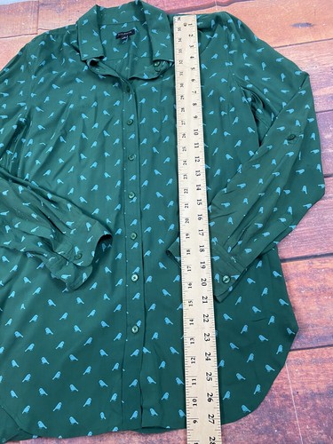 Talbots Women’s Green Bird Print Rayon Button Front Shirt Size S - Bild 4 von 7