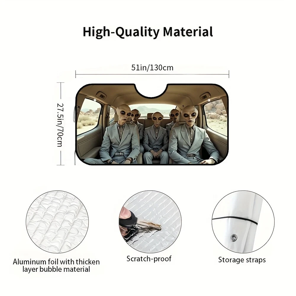 Alien Car Sunshade - Foldable UV Ray Blocker for Animals