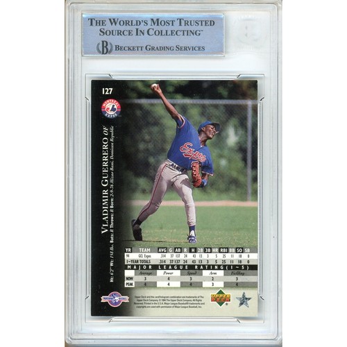 1995 Upper Deck Minors #127 Vladimir Guerrero Signed Card AUTO RC Beckett Expos - Picture 2 of 5