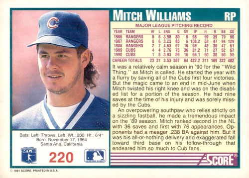 S1R2: 1991 Score Baseball #1-250 - Picture 442 of 502