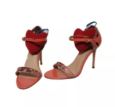 Jean Michel Cazabat Coral Snakeskin Leather Patent Heels Sandals 37.5 $475