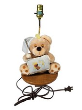 Vintage Andi Lamps Wind-Up Nursery Lullaby Lamp Plush Sleepy Bedtime Bear Works
