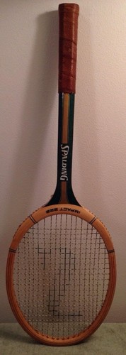 Vintage Spalding Impact 222 Tennis Racket Black Brown Sports Ball Net Court