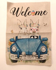 Welcome Easter Bunny Rabbit So Happy Spring Decor Flag Banner 12.5 X 18 Inch