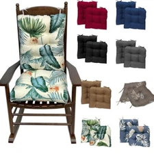 Rocking Chair Cushion Set w/Ties Outdoor Seat Chair Cushions 2Pack Chair Cushion