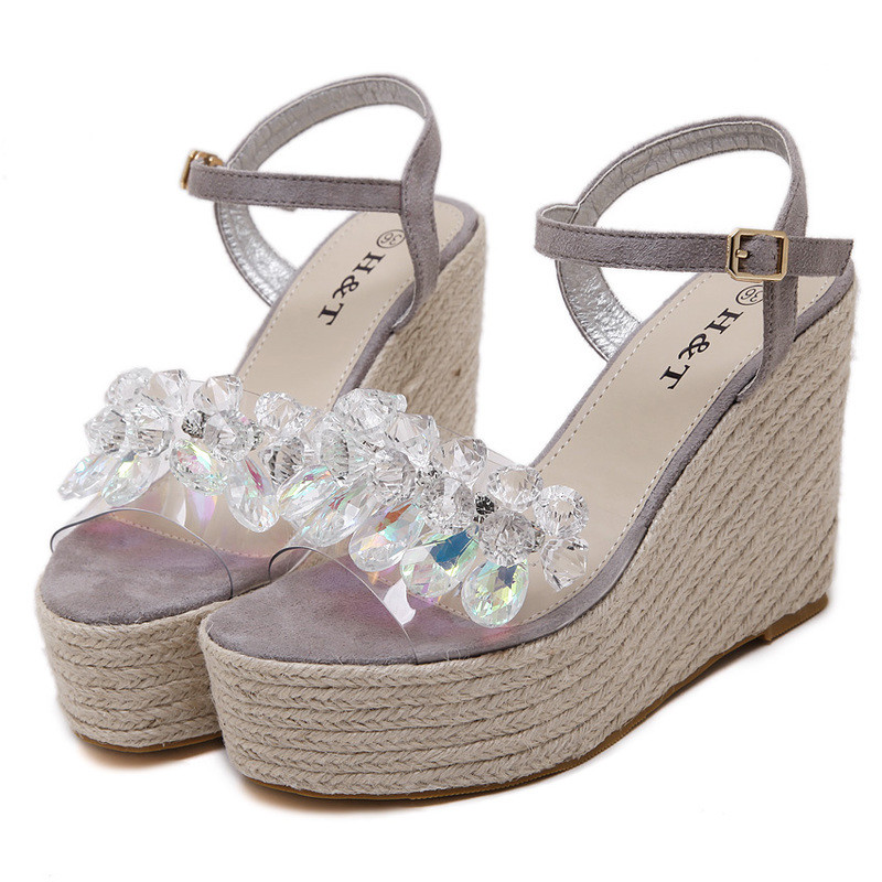 Sandali ciabatte donna sabot grigio trasparente zeppa 11.5 cm mare comodi 1553 Sandali ciabatte donna sabot grigio trasparente zeppa 11.5 cm mare comodi 1553