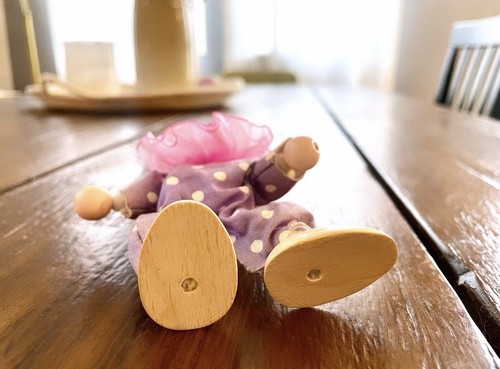 Rare Vintage Wooden Purple Polka Dotted Flexible Clown | W Germany, Steinbach? - Picture 4 of 6