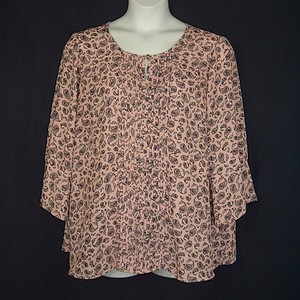 Womens-Pink-amp-Black-Paisley-Pullover-Summer-Tunic-Top-Plus-Size-2X-Bust-55-034