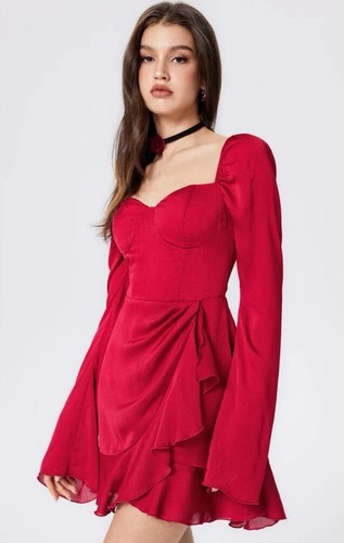 Satin Sweetheart Mini Dress Red Lana Del Rey Nymphet Style - Picture 2 of 9