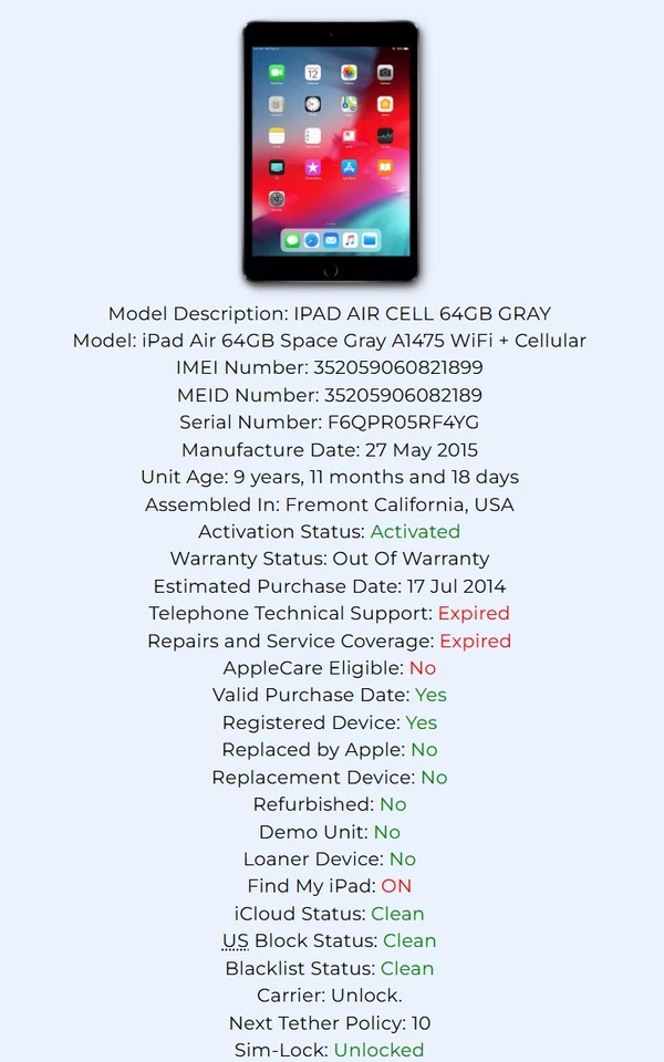 ЛОТ ИЗ 2 Apple iPad воздуха A1475 Wi-Fi и 4G РАЗБЛОКИРОВАННЫЙ 64GB и 16GB 2 года гарантии - Изображение 3 из 4