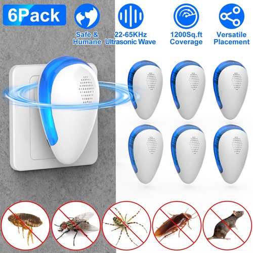 6 PACKS Ultrasonic Pest Control Repeller Electronic Plug in Device Repellent - Picture 4 of 15