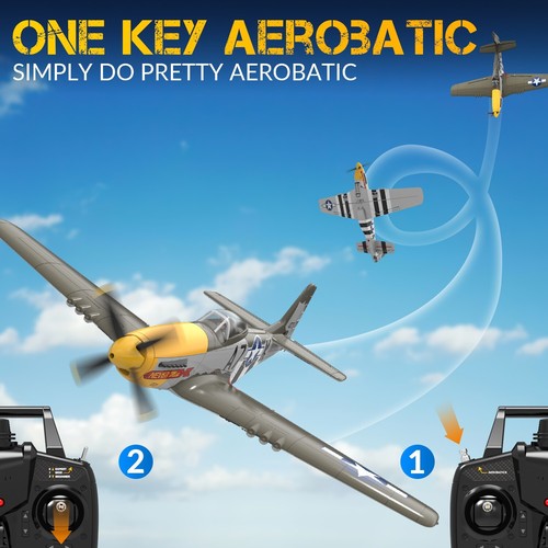 Avión de radiocontrol VOLANTEX P51D Mustang 2.4G 4 canales acrobacias aéreas RTF aviones de motor sin escobillas - Imagen 14 de 16