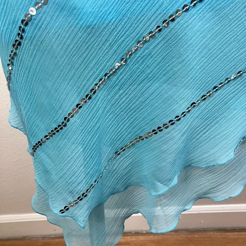 Vintage Willi Smith Silk Babydoll Sequin Dress Sz L Fairy Y2K Layered Asymmetric - Picture 4 of 9