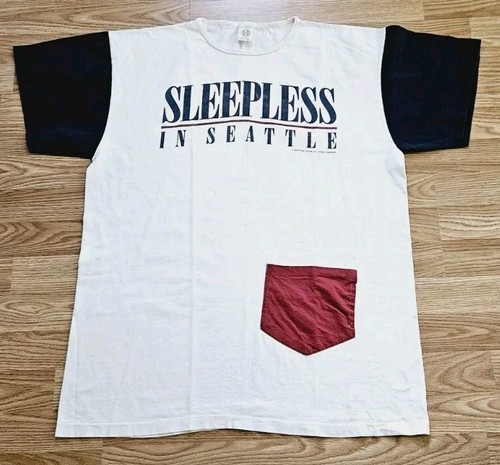 Vintage 90s Sleepless In Seattle Movie Promo Pocket T Shirt SStitch Tom Hanks - Picture 2 of 7