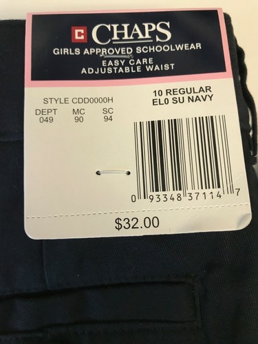 CHAPS Girl's Approved Pants Size 10 Reg or 12 Reg NAVY Khakis MSRP $32.00 - Picture 2 of 5