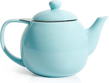 Sweese 221.102 Teapot, Porcelain Tea Pot with Stainless Steel 27oz, Turquoise 