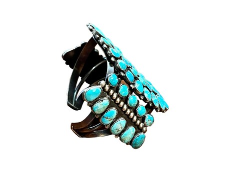 1930s To 1940s Natural Turquoise Cluster Bracelet - Picture 3 of 8