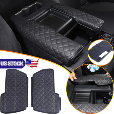Black Center Console Armrest Cushion Mat Pad Cover For Toyota Tundra 2022-26 US