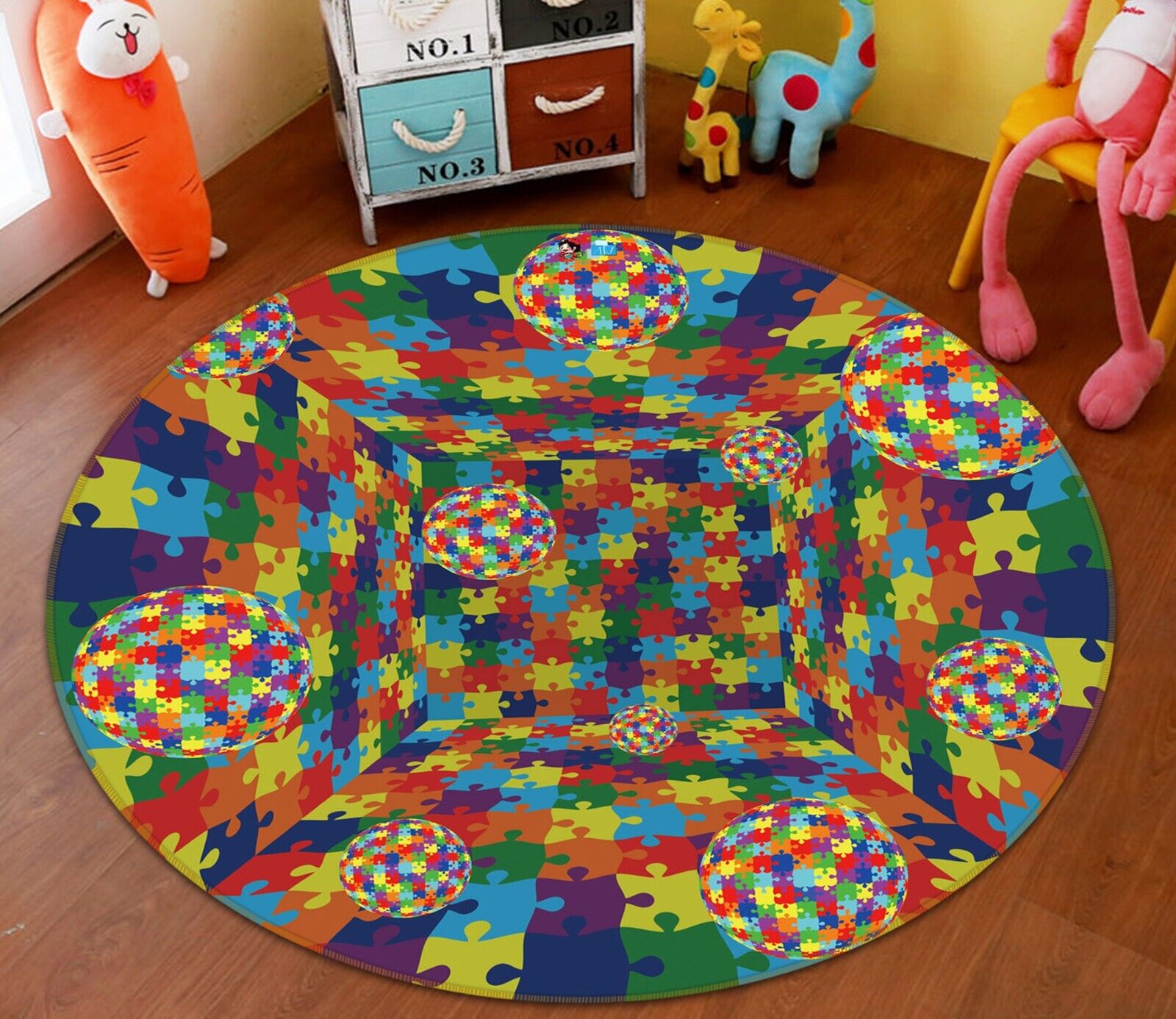 3D Colorful Puzzles NBC493982 Game Rug Mat Elegant Photo Carpet Mat Romy
