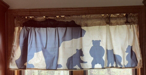 Rustic Brown Bear Print Valance-Easy Install Rod Pocket Kitchen Curtain 54x18 in - Picture 3 of 3