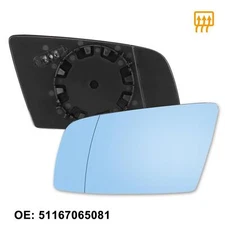 Left Side Blue Mirror Glass Heated for BMW 550i 525i 528i 535i 645Ci W/ Backing