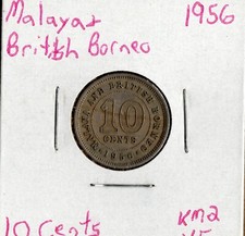 Coin Malaya and British Borneo 10 Cents 1956 KM2