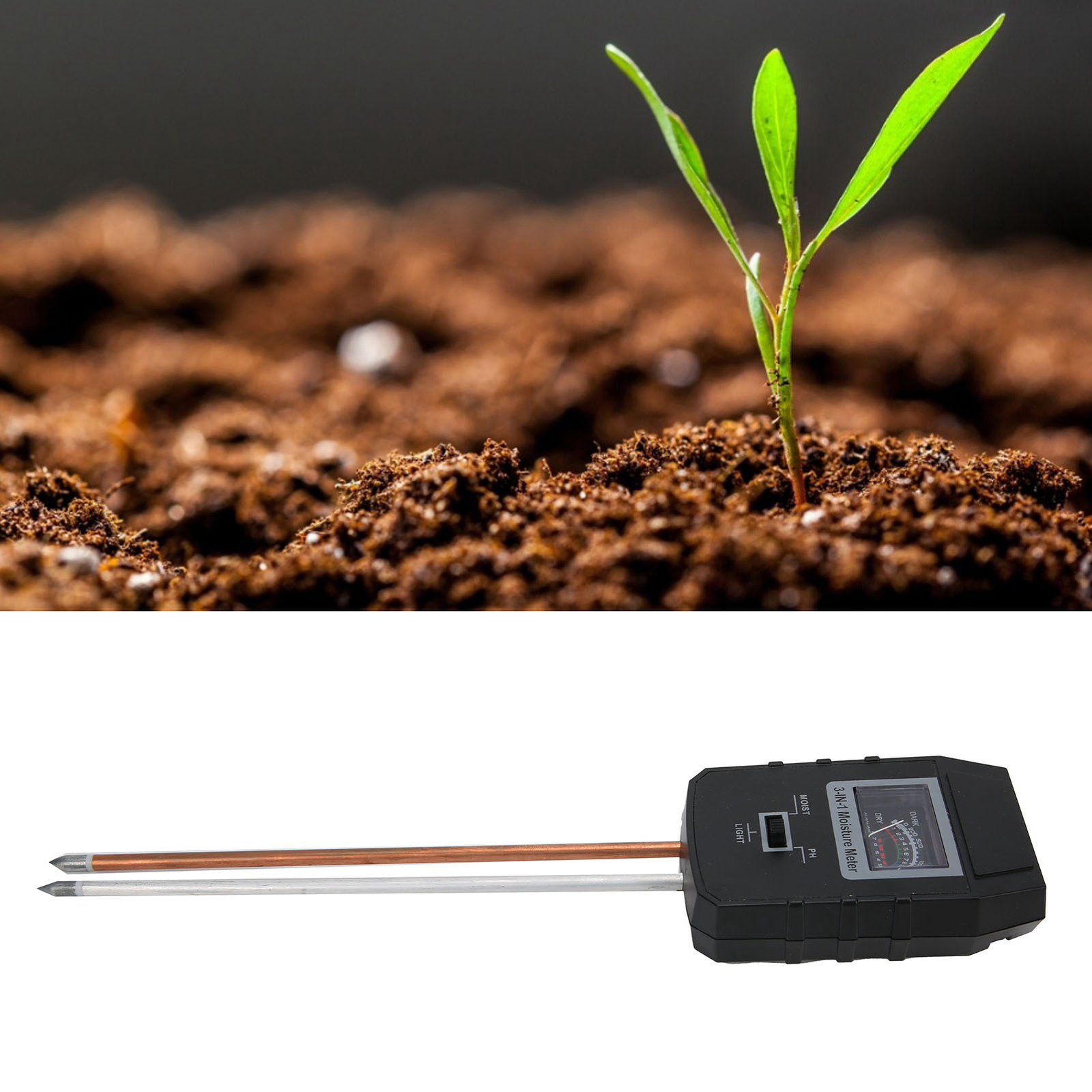 Moisture Meter Soil PH Detector Lightweight Portable 3 In 1 Illumination - Picture 10 of 22