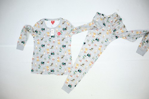 Family PJ Holiday Dog Cotton 2 Piece Pajama Set Long Sleeve Gray Womens Small - 第 3/12 張圖片
