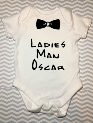 Personalised ladies man bow tie baby grow vest bodysuit baby shower gift funny
