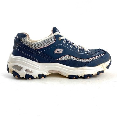 Skechers D'Lites Life Saver Womens 9.5 Walking Shoes Navy Blue Leather  11860 | eBay