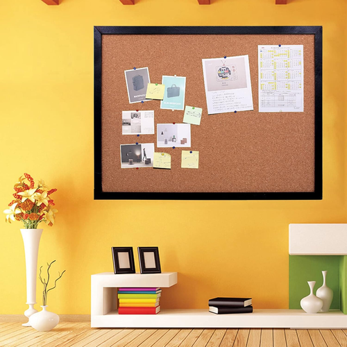 GDMINLO Black Cork Bulletin Board, 17.7 X 13.3 Inches with Oak Wood Finish Frame - Picture 6 of 7