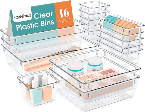 16 PCS Drawer Organizer Set, 5 Varied Size Bathroom and Kitchen Drawer Cabinet O - Picture 8 of 12