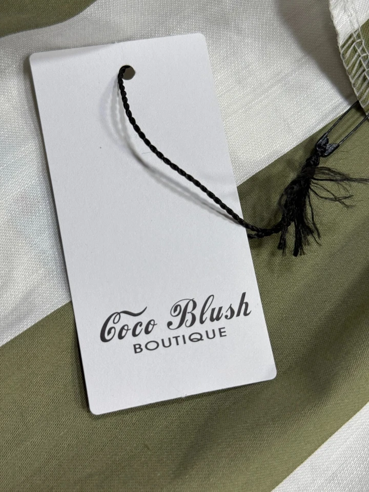 Coco Blush Linen Jacket Coat Size Medium Women Olive Mix Stripe NEW EU42 RRP £45 - Image 3 of 4