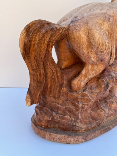 Aufzucht Pferd groß handgeschnitzt Holzpferd Skulptur Vintage Volkskunst 15" - Bild 10 von 24