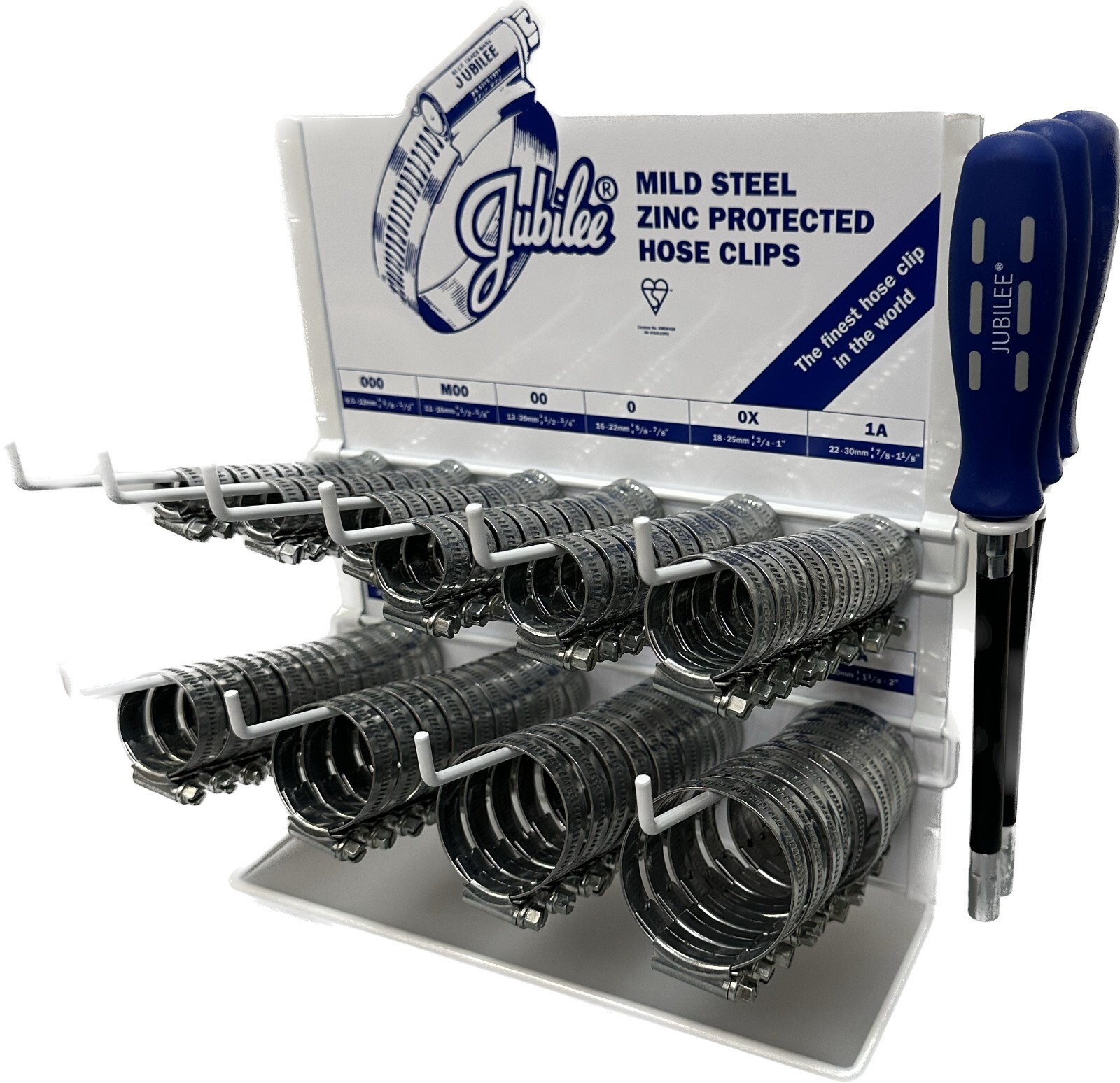 Clips de manguera con soporte de estante dispensador y 3 abrazaderas de conductor flexibles 100 x Jubileo