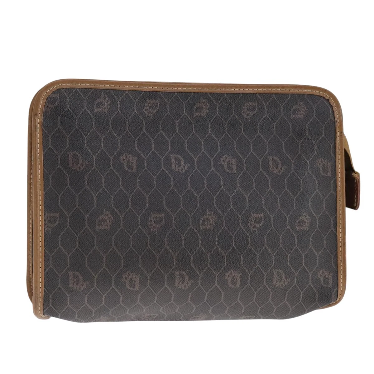 Christian Dior sac pochette toile nid d'abeille PVC cuir noir or authentique bs21983