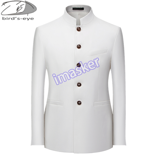 Traje de cuello alto para hombre Blazer ajustado Chaqueta masculina Túnica china Traje de una pieza - Imagen 21 de 30