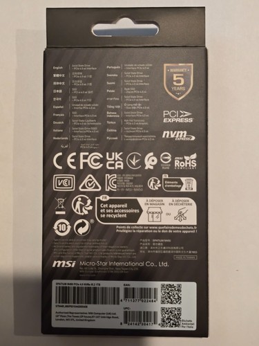 SSD MSI SPATIUM M450 PCIe 4.0 NVMe M.2 2280 1 To - Photo 2/2