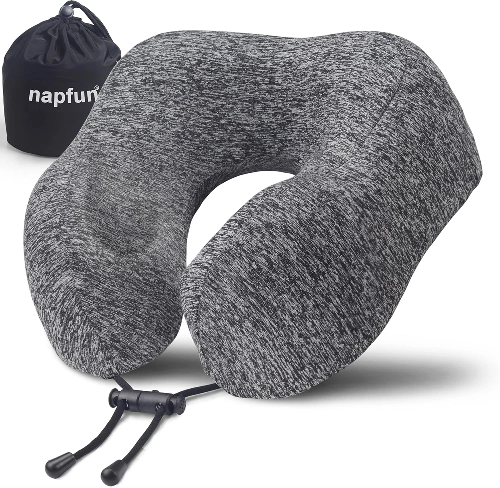 Premium Memory Foam Travel Neck Pillow for Airplane Comfort and Flight Headrest Support