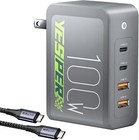 Chargeur Mural USB-C 100W avec Câble 7.2ft 4 Ports Adaptateur Secteur GaN Compact