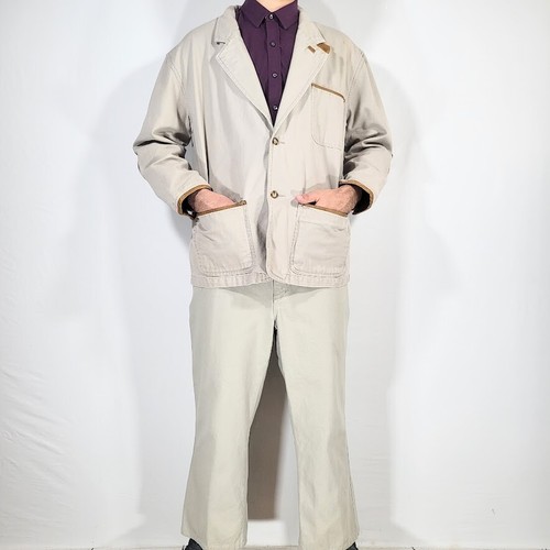 Vtg ORVIS Zambezi Canvas Leather Sport Coat + Pants Mens Safari Suit. Sz L 38x27 - Picture 3 of 23