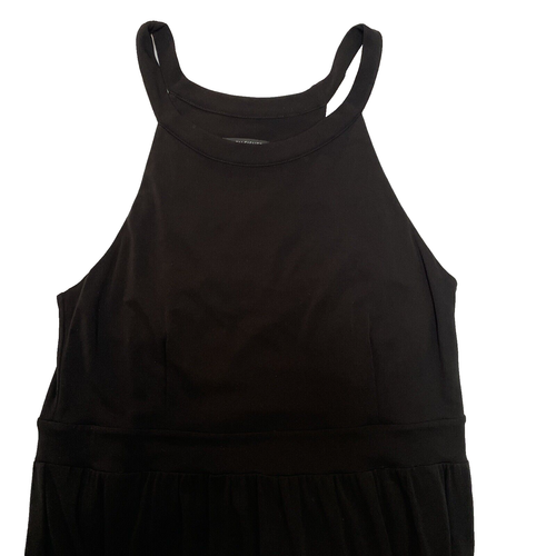 Eileen Fisher schwarz ärmelloses Maxikleid Größe M Empire Taille lang Racerback - Bild 4 von 8
