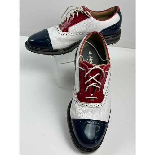 Zapatos de golf Footjoy Myjoys Premiere Series Tarlow rojo/blanco/azul para hombre 8,5 W - Imagen 1 de 7