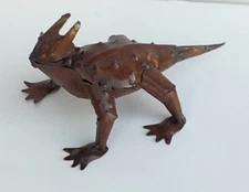 METAL ART HORNED LIZARD  SCULPTURE 7" LONG  YARD ART  ANIMAL HORNY TOAD BROWN