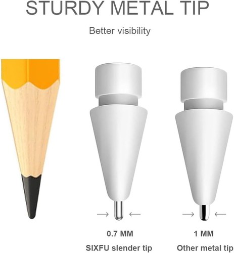 Apple Pencil Tips Set of 6, Upgraded Metal, No Wear, Compatible with 1st/2nd Gen - Picture 4 of 7