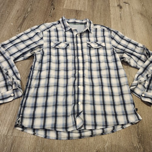 Mountain Hardwear Shirt Mens Large Blue Plaid Long Sleeve Button Up Casual - Picture 4 of 13
